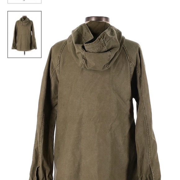 Madewell Brimwell Washed Army Green Hooded Parka Jacket - Picture 5 of 9